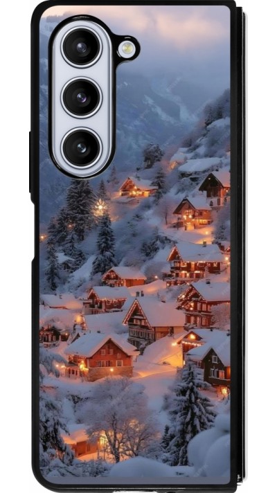 Samsung Galaxy Z Fold5 Case Hülle - Silikon schwarz Winter 25 Winter snowy village
