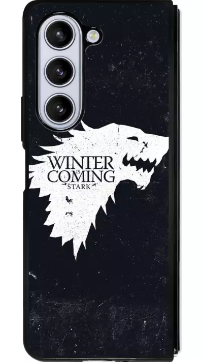 Coque Samsung Galaxy Z Fold5 - Silicone rigide noir Winter is coming Stark