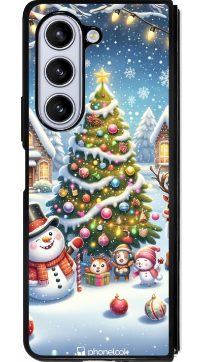 Samsung Galaxy Z Fold5 Case Hülle - Silikon schwarz Weihnachten 2023 Schneemann und Tannenbaum Samsung Galaxy Z Fold5 Case Hülle - Silikon schwarz Weihnachten 2023 Schneemann und Tannenbaum