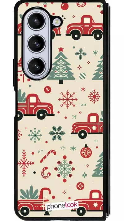 Coque Samsung Galaxy Z Fold5 - Silicone rigide noir Noël 2024 Camion Sapin