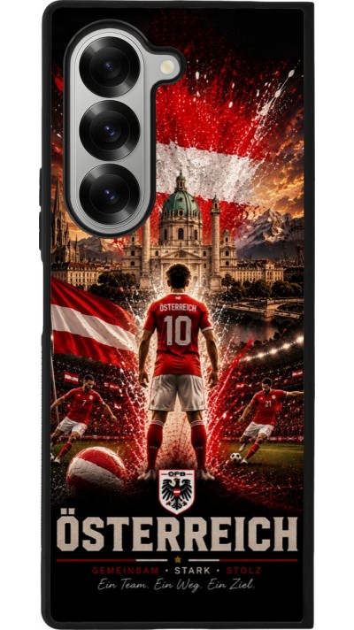 Coque Samsung Galaxy Z Fold6 - Silicone rigide noir Football Autriche splash 2026