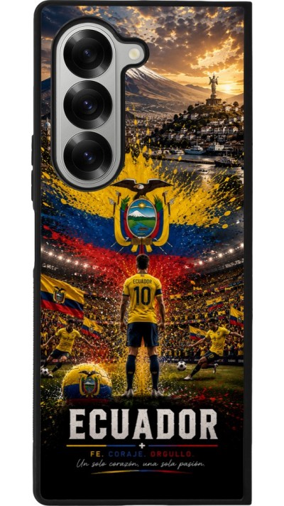 Coque Samsung Galaxy Z Fold6 - Silicone rigide noir Football Équateur splash 2026