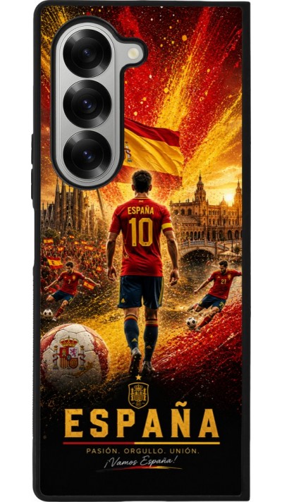 Coque Samsung Galaxy Z Fold6 - Silicone rigide noir Football Espagne splash 2026