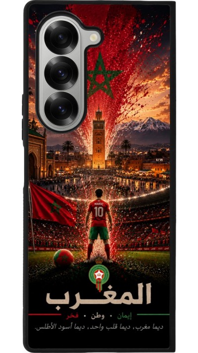 Coque Samsung Galaxy Z Fold6 - Silicone rigide noir Football Maroc splash 2026