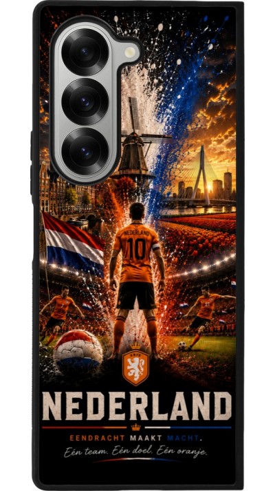 Coque Samsung Galaxy Z Fold6 - Silicone rigide noir Football Pays-Bas splash 2026