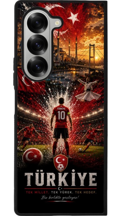 Coque Samsung Galaxy Z Fold6 - Silicone rigide noir Football Turquie splash 2026