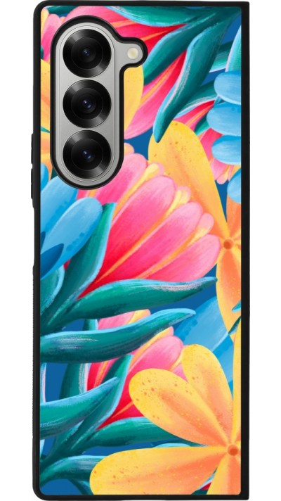 Samsung Galaxy Z Fold6 Case Hülle - Silikon schwarz Spring 23 colorful flowers