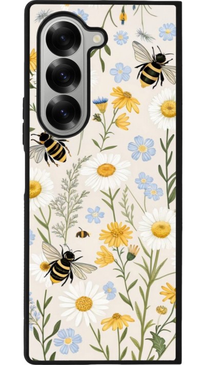 Coque Samsung Galaxy Z Fold6 - Silicone rigide noir Pattern bees Spring 2026