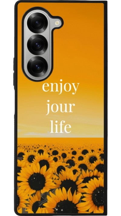 Samsung Galaxy Z Fold6 Case Hülle - Silikon schwarz Summer 2025 Enjoy your life
