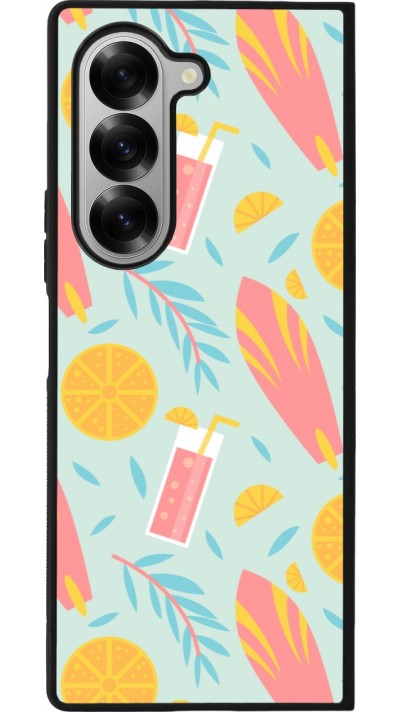 Samsung Galaxy Z Fold6 Case Hülle - Silikon schwarz Summer 2025 Pattern citron