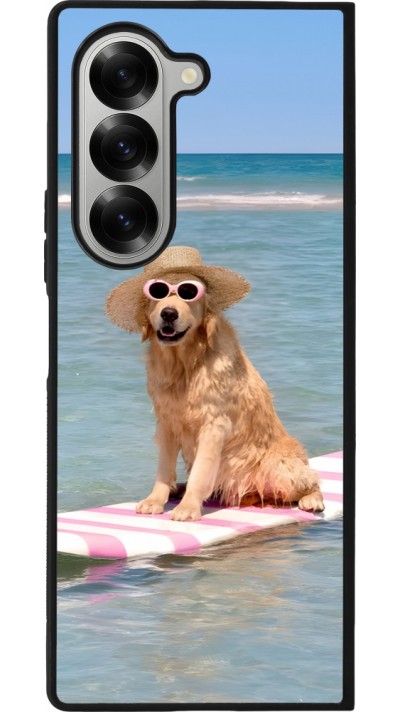 Samsung Galaxy Z Fold6 Case Hülle - Silikon schwarz Summer Dog on Paddle