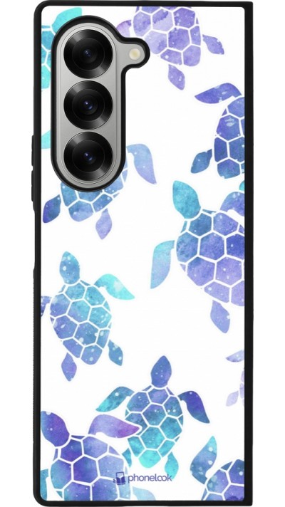 Samsung Galaxy Z Fold6 Case Hülle - Silikon schwarz Turtles pattern watercolor