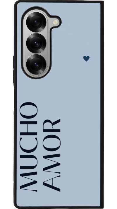 Coque Samsung Galaxy Z Fold6 - Silicone rigide noir Valentine 2024 mucho amor azul