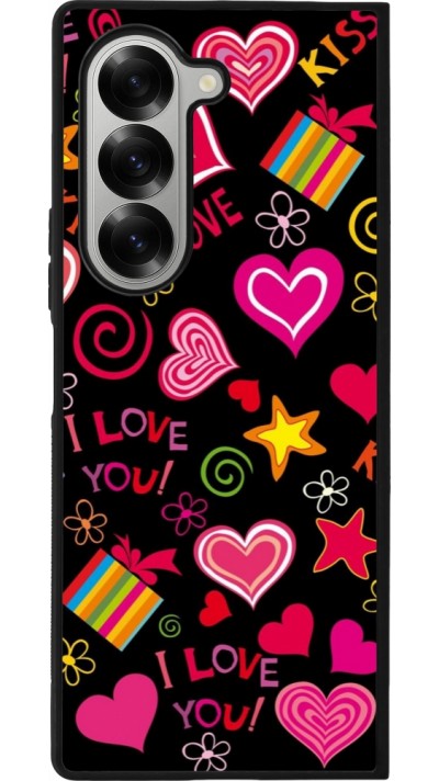 Samsung Galaxy Z Fold6 Case Hülle - Silikon schwarz Valentine 2023 love symbols