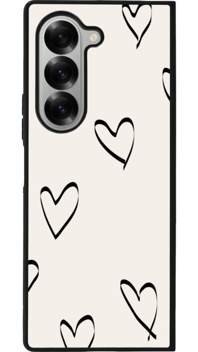 Samsung Galaxy Z Fold6 Case Hülle - Silikon schwarz Valentine 2023 minimalist hearts