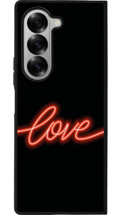 Samsung Galaxy Z Fold6 Case Hülle - Silikon schwarz Valentine 2023 neon love