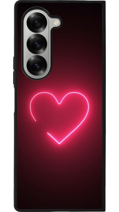 Samsung Galaxy Z Fold6 Case Hülle - Silikon schwarz Valentine 2023 single neon heart