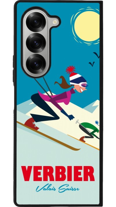 Coque Samsung Galaxy Z Fold6 - Silicone rigide noir Verbier Ski Downhill