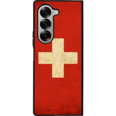 Samsung Galaxy Z Fold6 Case Hülle - Silikon schwarz Vintage Flag SWISS