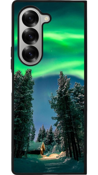Coque Samsung Galaxy Z Fold6 - Silicone rigide noir Winter 22 Northern Lights