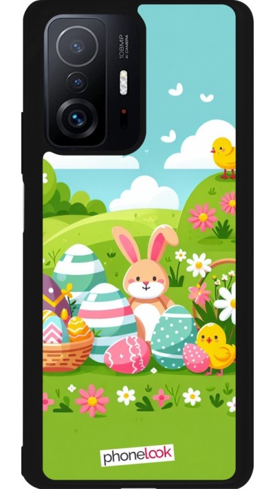 Coque Xiaomi 11T - Silicone rigide noir Easter 2025 Green