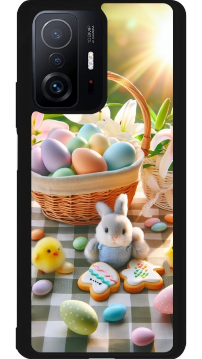 Coque Xiaomi 11T - Silicone rigide noir Easter 2025 Panier Pâques