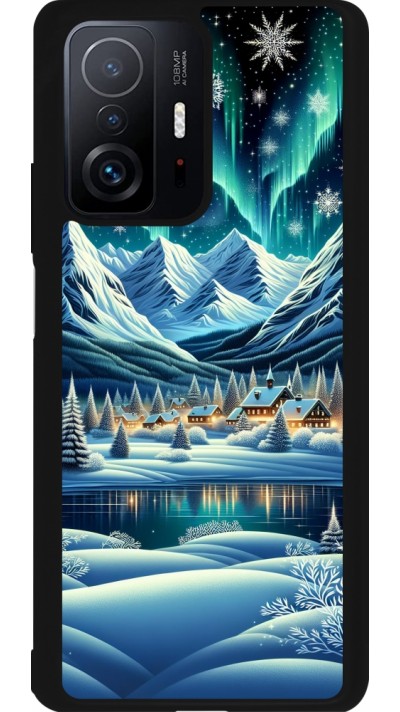 Xiaomi 11T Case Hülle - Silikon schwarz Verschneites Bergdorf am See in der Nacht Xiaomi 11T Case Hülle - Silikon schwarz Verschneites Bergdorf am See in der Nacht