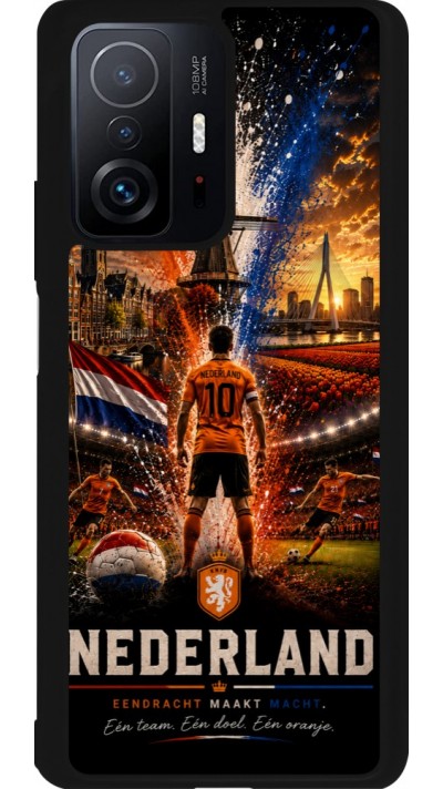 Coque Xiaomi 11T - Silicone rigide noir Football Pays-Bas splash 2026
