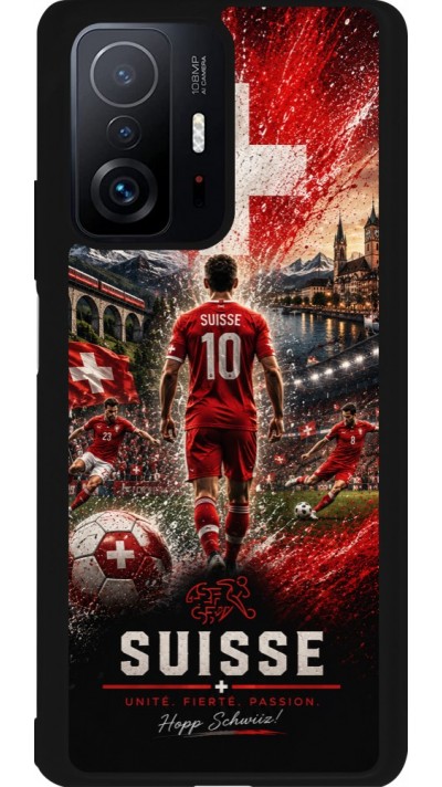 Coque Xiaomi 11T - Silicone rigide noir Football Suisse splash 2026