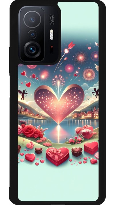 Coque Xiaomi 11T - Silicone rigide noir Valentine 2025 Chic