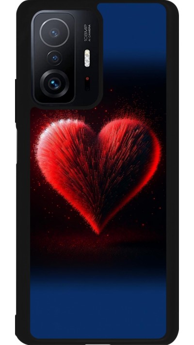 Coque Xiaomi 11T - Silicone rigide noir Valentine 2025 coeur rouge