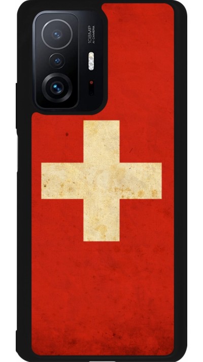 Coque Xiaomi 11T - Silicone rigide noir Vintage Flag SWISS