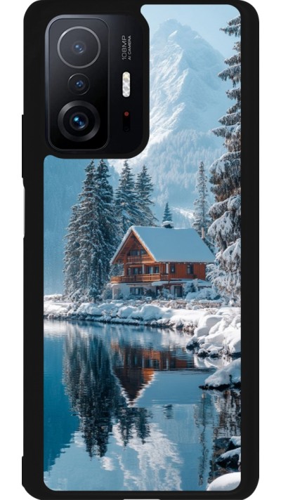 Xiaomi 11T Case Hülle - Silikon schwarz Winter 25 Winter house forest day