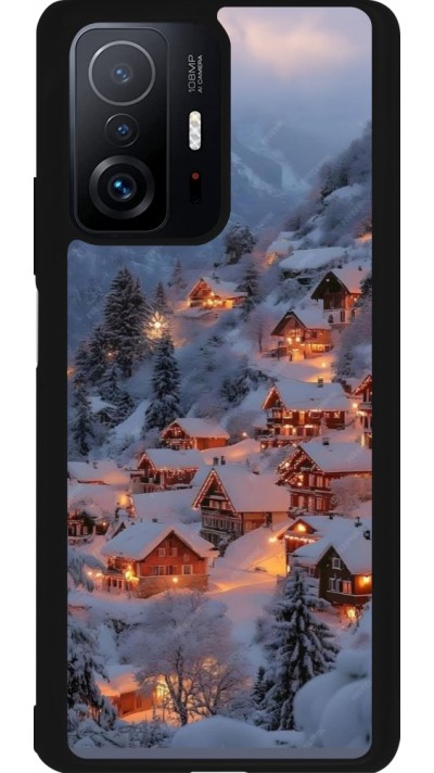 Xiaomi 11T Case Hülle - Silikon schwarz Winter 25 Winter snowy village