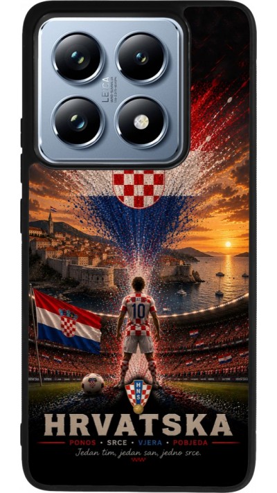 Coque Xiaomi 14T Pro - Silicone rigide noir Football Croatie splash 2026