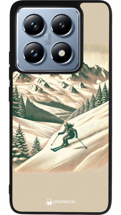 Coque Xiaomi 14T Pro - Silicone rigide noir Vintage Ski Mountain