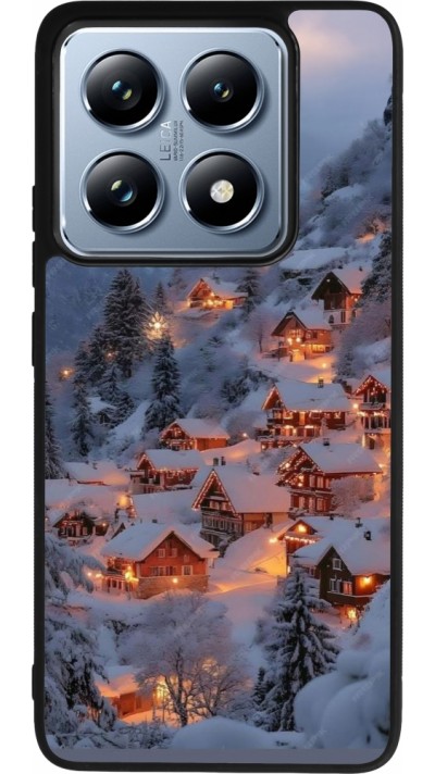 Xiaomi 14T Pro Case Hülle - Silikon schwarz Winter 25 Winter snowy village