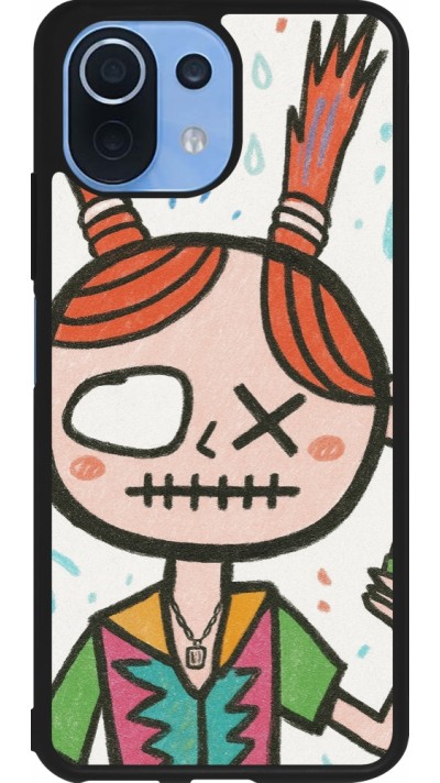 Coque Xiaomi Mi 11 Lite 5G - Silicone rigide noir Little Girl Sketch