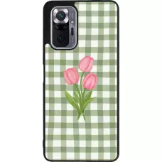 Coque Xiaomi Redmi Note 10 Pro Max - Silicone rigide noir Green vichy tulips Spring 2026