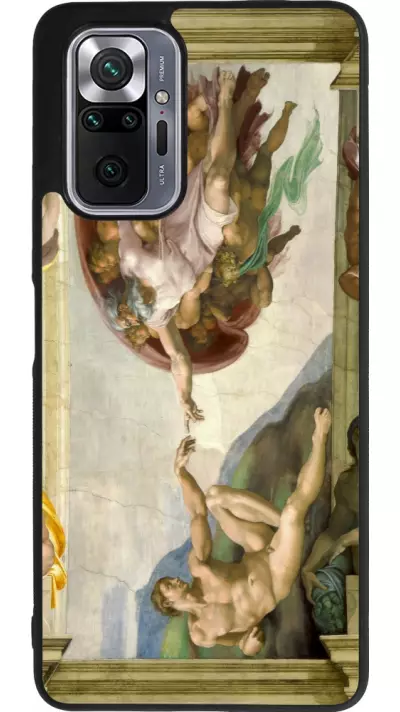 Coque Xiaomi Redmi Note 10 Pro Max - Silicone rigide noir Tableau art - La Création d’Adam - Michel-Ange