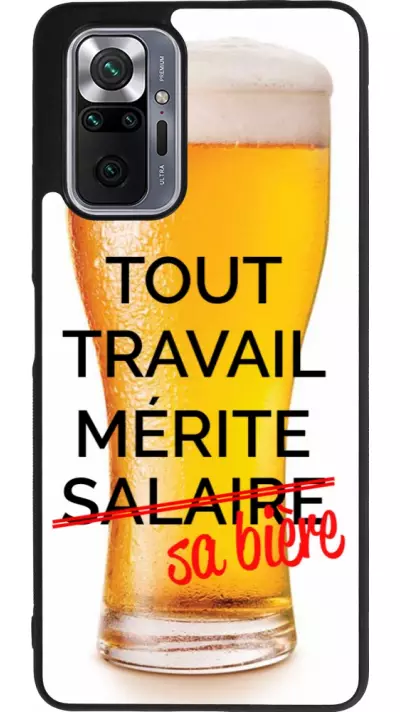 Coque Xiaomi Redmi Note 10 Pro Max - Silicone rigide noir Tout travail mérite sa bière