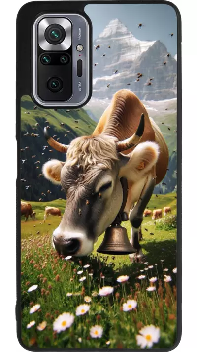 Coque Xiaomi Redmi Note 10 Pro Max - Silicone rigide noir Vache montagne Valais