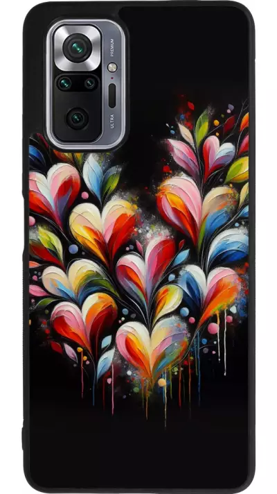 Coque Xiaomi Redmi Note 10 Pro Max - Silicone rigide noir Valentine 2024 Coeur Noir Abstrait
