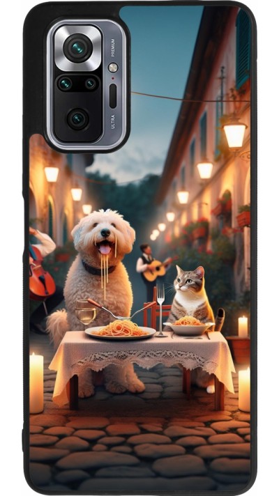 Xiaomi Redmi Note 10 Pro Max Case Hülle - Silikon schwarz Valentin 2024 Hund & Katze Kerzenlicht