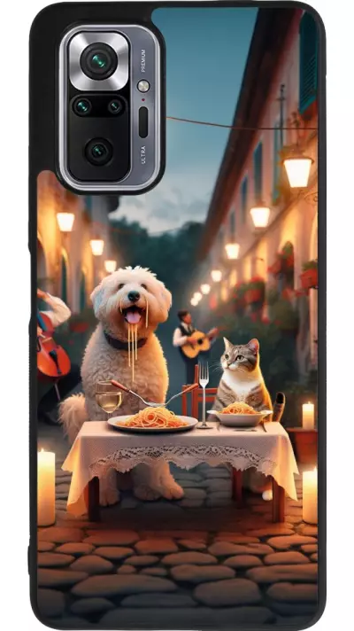 Coque Xiaomi Redmi Note 10 Pro Max - Silicone rigide noir Valentine 2024 Dog & Cat Candlelight