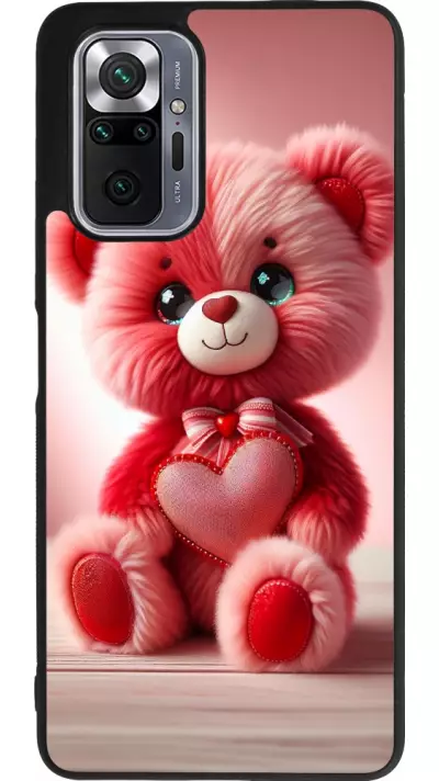 Coque Xiaomi Redmi Note 10 Pro Max - Silicone rigide noir Valentine 2024 Ourson rose