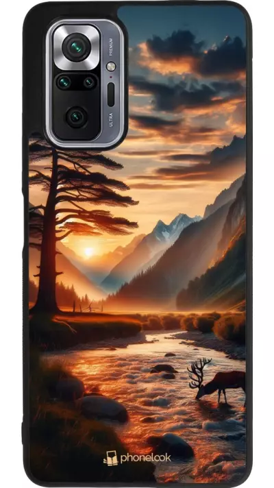 Coque Xiaomi Redmi Note 10 Pro Max - Silicone rigide noir Valley Sunset Deer Tree