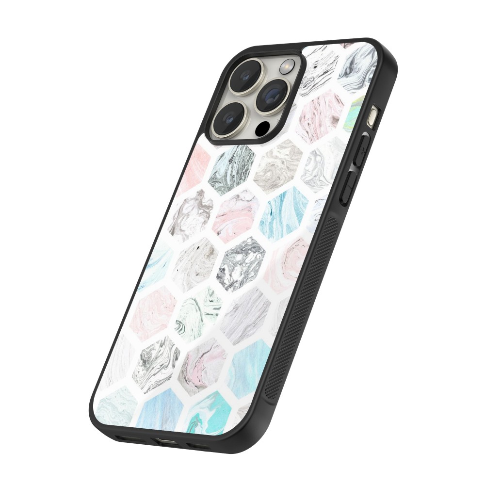 Coque iPhone 16 Pro - Silicone rigide noir Marble Everything