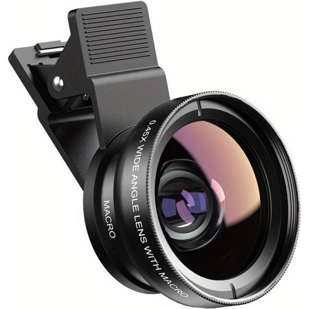 APEXEL Objectif 2 en 1 pour smartphone Ultra Grand Angle 0.45x & Super Macro zoom optique