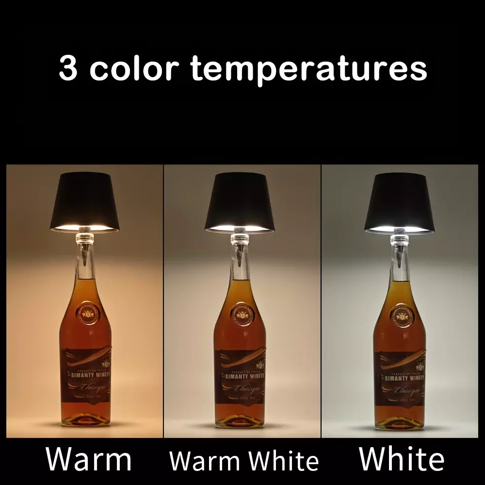 Abat-jour lampe LED pour bouteille adaptable universel - Noir